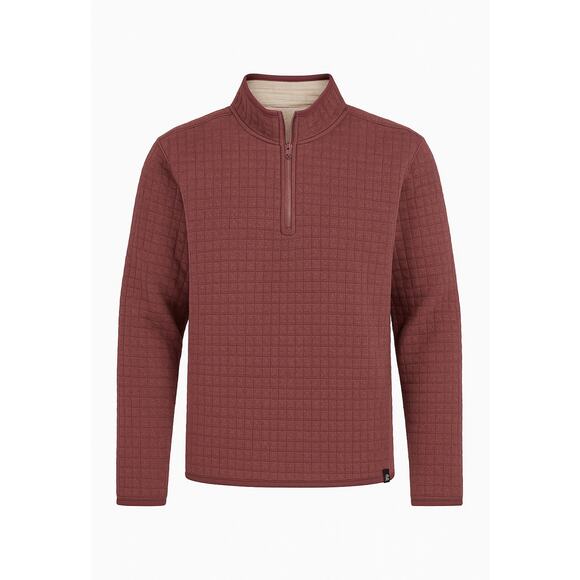 Unbranded Other - Men’s XL Maroon Quilted Quarter Zip Pullover Sweater Long Sleeve Casual Comfort